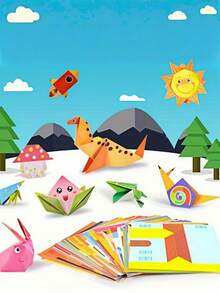 52件套折纸趣味套装，包含说明书，DIY艺术手工项目，适合初学者手工培训 - 彩色 - 查看 2