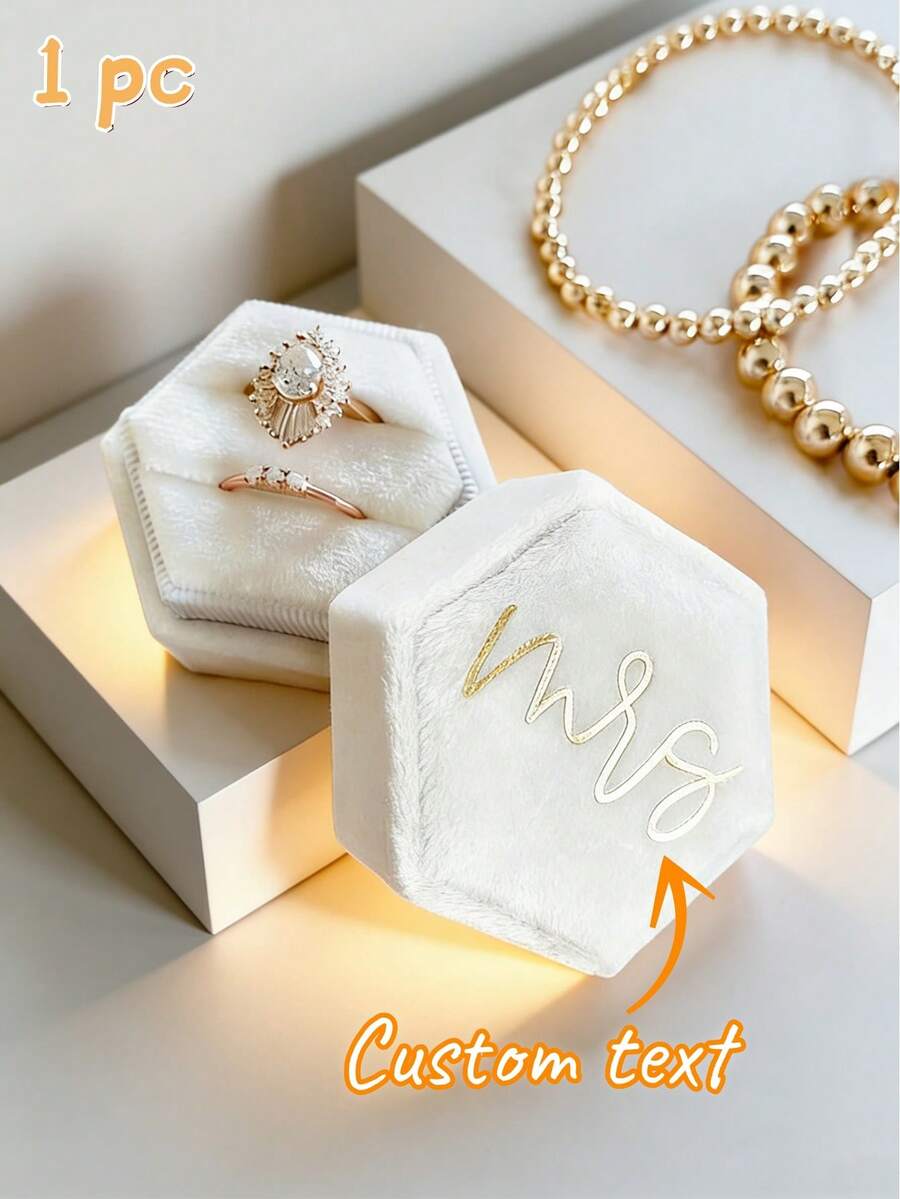 Customized Velvet Ring Box, Engagement Ring Box, Wedding Ring Box, Marriage Ring Box, Double Slot Ring Holder, Anniversary Gift,Jewelry Organizer , Industrial
