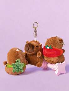 POKOJA LAND 水豚毛絨玩具，逼真可愛，粉紅色水豚，毛絨動物玩具，水豚掛件，可掛在背包或手提包上，生日禮物，毛絨玩具 - 彩色 - 查看 2