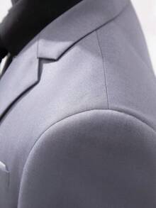 2pcs Men's Wedding Suit Set, Jacket And Pants, Suitable For Wedding, Party, Gathering - Light Grey - View 5