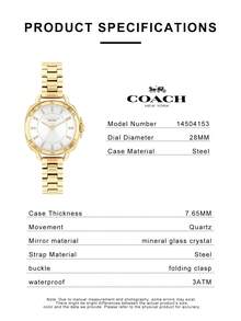 Tatum Series Women's Quartz Watch, Gold Tone Case Gold Stainless Steel Band White Dial - Gold - View 4