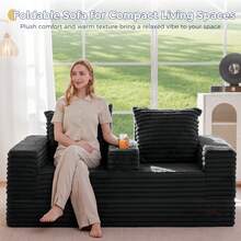 MAXYOYO Cloud Modular Sofa,4 In 1 Convertible Chenille Boneless Couch For Living Room, Folding Recliner Sleeper Chair, Boxed Sofa, No Assembly Required - màu đen - Xem 2