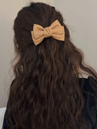 1 chiếc kẹp tóc nơ bằng da, kẹp tóc hình vịt, kẹp tóc mái bên thanh lịch dành cho nữ, phụ kiện tóc thời trang đa năng, phù hợp sử dụng hàng ngày.