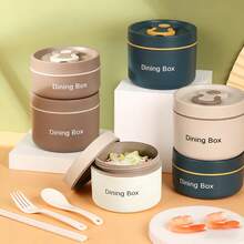 Hộp cơm trưa cách nhiệt xếp chồng được kèm túi đựng cơm, 3 hộp bento chống rò rỉ bổ sung, phù hợp cho người lớn, du lịch, văn phòng. - Nhiều màu - Xem 2