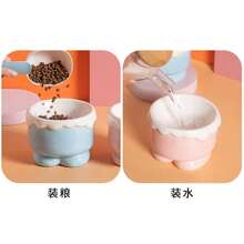 Bát ăn cho mèo chân ngắn bằng gốm sứ, chân cao giúp bảo vệ đốt sống cổ, bát đựng thức ăn cho mèo, bát đựng thức ăn cho chó, chậu đựng thức ăn cho chó, bát đựng thức ăn/vệ sinh, dễ vệ sinh. - 320ml - Xem 6