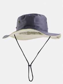 1pc Men's Solid Color Sun Visor Hat, UV Protection Wide Brim Bucket Hat For Outdoor Fishing, Suitable For Daily Use, Summer, Beach, Holiday - Multicolor - View 9