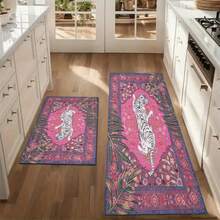 3 Piece Pink White Tiger Print Area Rug Set, Bohemian Tropical Floor Mat, Non-Slip Washable Carpet For Entryway Kitchen Home Decor,Non-Slip, Absorbent, Washable Polyester ,Kitchen And Laundry Area, Laundry Room | Decorative Floor | Absorbent, Laundry Room Decor,Suitable For Bathroom, Shower, Laundry Room, Bedroom, Living Room, Door Mat, Kitchen Mat - Nhiều màu - Xem 4