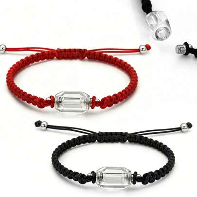 Cremation Jewelry Acrylic Urn Bracelet For Ashes Adjustable Memorial Keepsakes Handmade Braided Ashes Bracelet Bangle Rope For Women Men Loved Ones And Pets