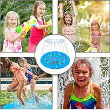 Splash Pad Water Toys - Sprinkler Mat For Toddler Kids Play Water Games Pool Fun, Summer Outdoor Garden Lawn Backyard Party Supplies Gifts For Boys Girls (Sea Themed) - 藍色-39inch - 查看 8