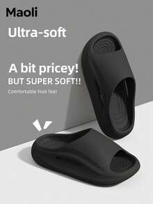 MAOLI 男士露趾厚底拖鞋，休闲运动风镂空设计情侣夏季新款凉鞋，居家卧室日常穿着拖鞋，EVA防滑耐磨，增高3厘米，多种颜色可选，女士夏季拖鞋 - 黑色 - 查看 3