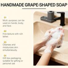 Grape Handmade Soap Facial Body Hand Gentle Cleaning Not Tight Brighten Moisturizing Skin Handcrafted Crystal Clear Long-Lasting Fragrance For All Skin Types Gift Box Style - Jasmine Gem Grape Soap - View 5