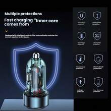 Bộ sạc ô tô hai cổng USB, hỗ trợ sạc nhanh QC3.0 và PD 30W, thiết kế pha lê trong suốt, sạc nhanh 5V cho điện thoại Android/Smartphone. - nhiều màu - Xem 6