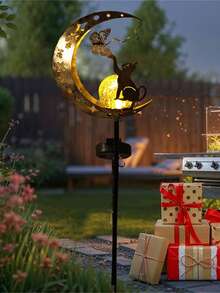 1pc Solar Powered Cat Paw, Butterfly & Moon Lawn Light, Waterproof Moon Garden Solar Lamp, Suitable For Grave, Balcony, Lawn, Yard, Path, Garden Decor, Birthday/Mother's Day Gift For Mom, Grandma - Multicolor - View 7