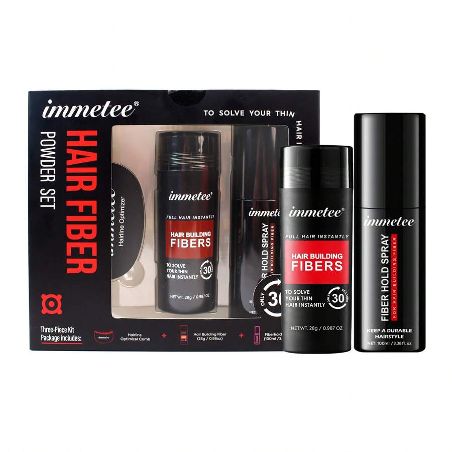 28克纤维增发粉 + 100毫升造型喷雾 + 发际线优化梳套装，持久定型，打造蓬松秀发 - 彩色 - 查看 1