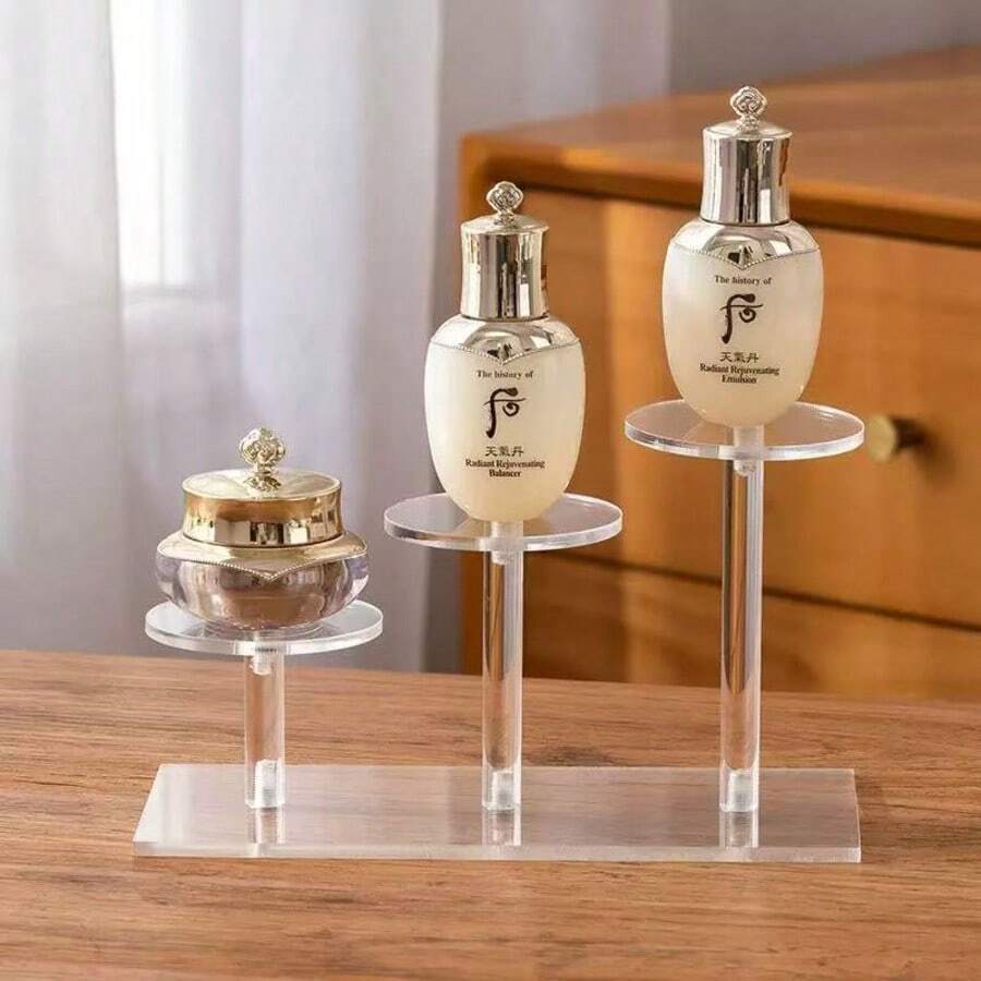 三层亚克力展示架 - 珠宝、化妆品、盲盒手办展示架，透明多功能梯形架 - 無色 - 查看 1