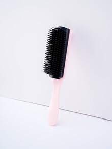 1 Pc Nine Rows Comb,Professional Hairbrush With Handle,Suitable For Curly, Coarse Hair, Dry And Wet Dual Purpose, Easy To Clean, Hair Care Tool, Unisex(Pink&Black) - Pink - View 4