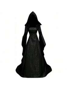 Luxury Witch Dress For Women Halloween Cosplay Costume Vintage Embroidery Gothic Renaissance Style - Green - View 4