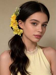 1件/2件装优雅花朵发梳和发夹，时尚简约的发饰，适合女性日常外出、休闲、通勤、度假、服装搭配和拍照，春夏新品 - 彩色 - 查看 2