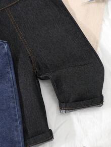 Set de 2 piezas de peto vaquero casual azul y negro para niños pequeños, conjunto de primavera/otoño con camisa de tirantes y pantalón cargo - Multicolor - Ver 7