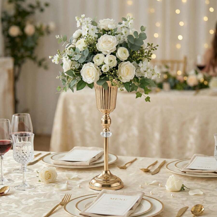 6pcs 18.5 Inch Tall Gold Metal Floor Vase Stand Geometric Centerpiece Display Rack Rectangular Wedding Party Decoration - View 1