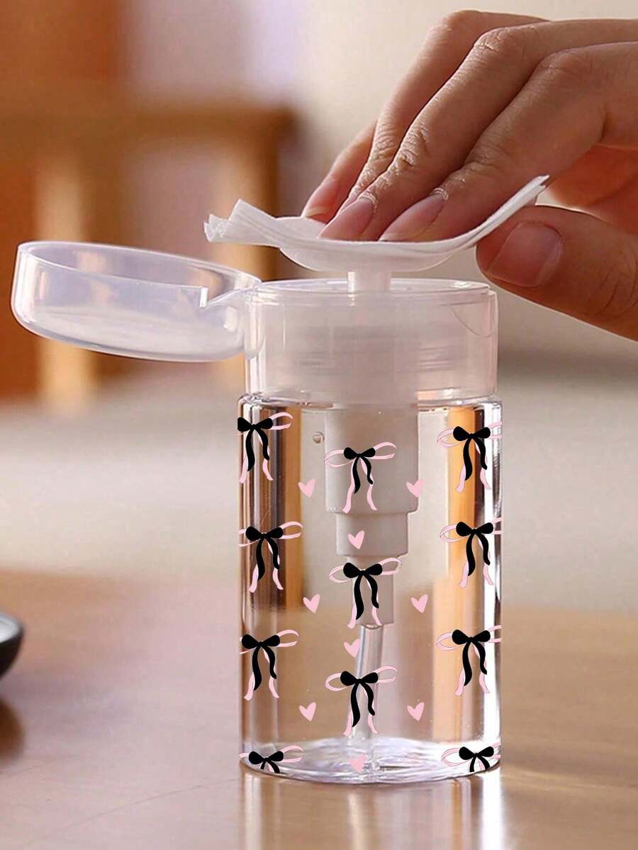 2pcs Refillable Travel Bottles With Bowknot Pattern, Transparent PET Material, 3.38oz/6.76oz Capacity, Suitable For Makeup Remover, Toner, Micellar Water, Round Top Design, Hand Wash, Reusable - Multicolor - View 1