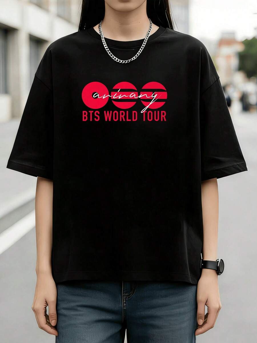 ARIRANG - Red And White - World Tour 2026 Classic T-Shirt - 黑色 - 查看 1