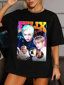 StraysKids FelixFelix Y2k Retro Bootleg Short-Sleeve Unisex T-Shirt - Hitam - View 6