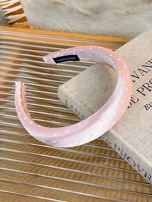 1pc Girls' Minimalist Versatile Satin Polka Dot Top Knot Headband - Hairband - View 9