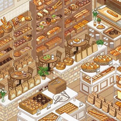 一套 2/3 沉浸式微缩商店场景贴纸，一本等距微缩世界贴纸书，包含咖啡店、唱片店、健身房、粉彩房间和中国庭院的叠加贴纸；桌面装饰；以及送给青少年和成人的舒缓礼物。