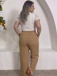 Duna Plus Size Trousers - Beige obscuro - Ver 3