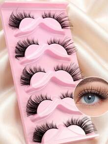 5 Pairs European & American Style Natural Thick Curly 3D Lash Extensions - View 3