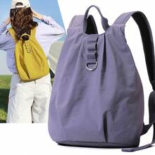 2026 Nueva mochila versátil de moda para mujer, mochila casual y sencilla de doble hombro, bolsa de nailon resistente al agua - Púrpura crepuscular - Ver 6