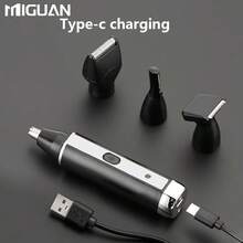 四合一专业理容套装，USB充电式鼻毛/耳毛修剪器、胡须/眉毛剃刀，男士个人护理工具，电池容量500mAh - A - 查看 9