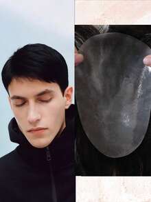 Bộ tóc giả cao cấp dành cho nam giới, kiểu tóc lật không dấu vết, đẹp mắt, tóc giả vô hình. - Natural Black - Xem 6