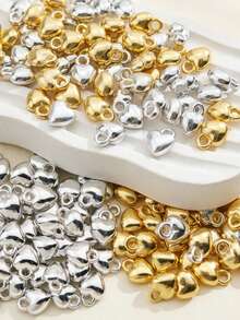 100 hạt mặt dây chuyền hình trái tim, hạt CCB, nguyên liệu tự làm trang sức cho vòng tay, vòng cổ, bông tai. - tự làm lấy - Xem 4