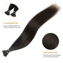 Straight I Tip Hair Extensions Human Hair 16"-22" Fusion Tip Hair Micro Ring Machine Remy Real Human Hair On Capsule 50pcs 30g/pack - S1 - Übersicht 4