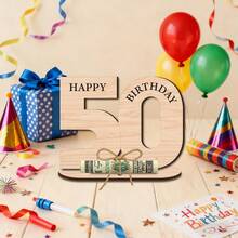 1 pezzo Fermasoldi in legno con numero di compleanno, portamonete/portacarte regalo, decorazione da tavolo unica per feste di compleanno, regalo di compleanno speciale per amici, 2D - Portafoglio di compleanno - Visualizzare 8