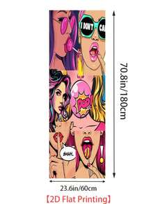 1pc Pop Art Fridge Sticker, Retro Comic Girl Pattern, Removable Waterproof Vinyl Material, Self-Adhesive Refrigerator Wrap Cover, Easy To Apply & Reusable, Ideal For Kitchen Fridge Decor, Home Appliance Makeover, Apartment Decor & Fun Kitchen Accessories - 001 - View 12