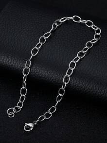 1 chiếc vòng tay dây mảnh tối giản thời trang, chất liệu thép không gỉ mạ bạc, trang sức tinh tế dành cho nam giới. - Bạc - Xem 4