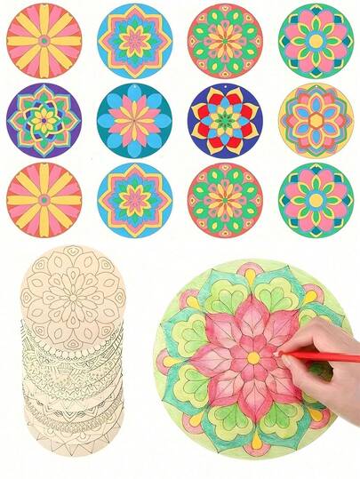 8 miếng gỗ cắt hình Mandala chưa hoàn thiện để vẽ, đồ trang trí Mandala bằng gỗ, bộ dụng cụ vẽ Mandala thủ công bằng gỗ, đồ trang trí mùa xuân bằng gỗ để vẽ, hình hoa bằng gỗ cắt sẵn, đĩa gỗ tròn chưa hoàn thiện để tự làm đồ trang trí, tranh vẽ tự làm để trang trí nhà cửa, hoạt động thư giãn cho người lớn bằng cách vẽ tranh, đồ thủ công tự làm để trang trí nhà cửa.