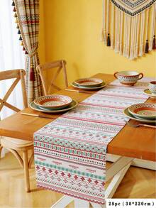 1 Stück Tischläufer im Boho-Stil, rot-geometrisches Streifenmuster, rechteckige Tischdekoration, waschbar, geeignet für Couchtisch, Schuhschrank, Tischdekoration, passend für Esszimmer, Wohnzimmer, Zusammenkünfte, Partys, Picknicks, Camping, Feiertage, Outdoor-Dekoration, Frühling/Sommer - Verschiedenfarbig - Übersicht 15