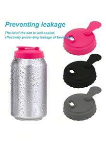 2个可重复使用的罐盖，硅胶汽水瓶盖，适用于汽水、啤酒、能量饮料、果汁罐 - 彩色 - 查看 8