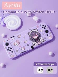 Ayotu Anime Girl Theme Switch Protective Case, Suitable For New Switch 2 (2025)/Switch NS/Switch OLED, Can Be Installed On The Dock Without Removing The Protective Case, Universal Game Controller Protective Cover, Comes With 2 Joystick Caps, Switch Game Accessories, Anti-Fall And Anti-Scratch, Spring Romance/Back To School Gift/Valentine's Day Gift - View 12