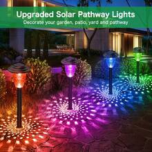 [Color Changing Solar Lights] 12 Pack Solar Pathway Lights | Outdoor Solar Yard Lights, RGB Color Changing+Warm White,600Mah, LED Solar Lights For Garden Path Backyard Christmas Lawn Landscape Decorative - Outdoor Solar Lawn Lights - 查看 7