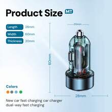 Bộ sạc ô tô hai cổng USB, hỗ trợ sạc nhanh QC3.0 và PD 30W, thiết kế pha lê trong suốt, sạc nhanh 5V cho điện thoại Android/Smartphone. - nhiều màu - Xem 9