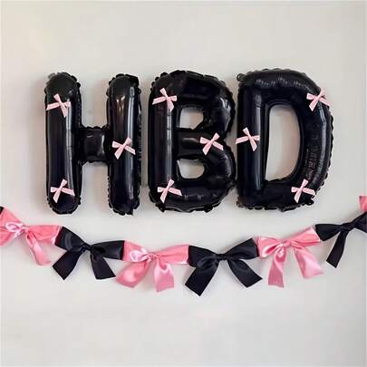 40.64 Cm DIY Bow HBD Letters Foil Balloon Set, Birthday Party Decoration Photo Props