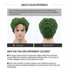 150g Heat-Resistant Green Short Curly Wig For Men, Solid Color Green Version, Comes With Wig Cap, Suitable For Cosplay And Daily Use - Green - View 7