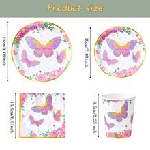 Gold Rim Gold Butterfly Disposable Tableware Set, 7/9 Inch Party Plates, Disposable Paper Plates, Cups, Napkins, Suitable For Holidays, Weddings, Engagements, Birthdays, Parties, Celebrations - Multicolor - View 2