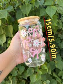 1 Bộ/Cốc trà xanh nơ hồng, Cốc cà phê ống hút, Cốc nước ép ống hút dùng tại nhà/văn phòng, Cốc nước ống hút nhà bếp - Cốc thủy tinh nơ nữ tính - Nhiều màu - Xem 4