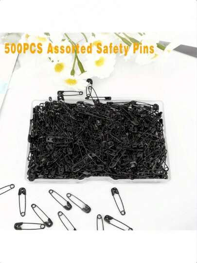 500pcs Safety Pins, Including Small Safety Pins And 19mm Mini Safety Pins, Suitable For Clothing, Crafts, Sewing, Jewelry Making, Art Decoration, Can Be Used For Clothes, Bags, School, Office, Shirts, Jackets And Other Occasions, Cute And Fun, Ideal For Teacher's Day Gift